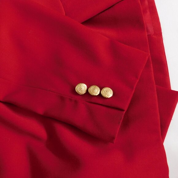 Red Wool Double Crested Logo Blazer Size 14P Charter Club Gold Buttons Vintage - Picture 5 of 10